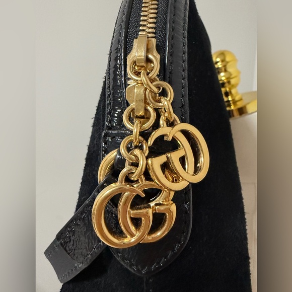 Gucci Ophidia Black Suede Sherry Stripe GG Crossbody Shoulder Bag – Small Size - Picture 11 of 12